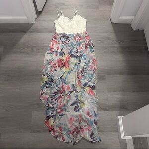 Floral Maxi Dress with Lace Bodice